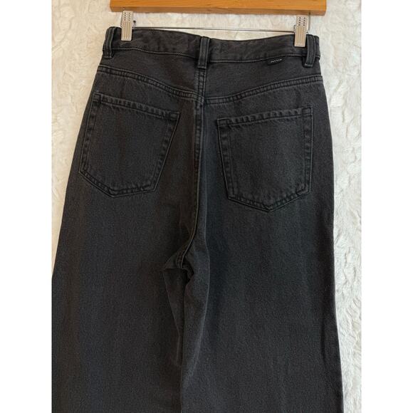 Pac Sun 90s Boyfriend High Rise Washed Black Denim Jeans Split Front Wide Leg 27 - Picture 9 of 15